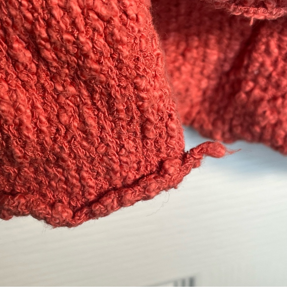 Free People Sz XS The Big Easy Cropped Cowl Neck Sweater In Coral Textured - Picture 13 of 16